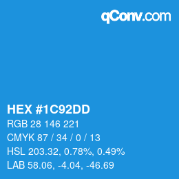 カラーコード: HEX #1C92DD | qconv.com