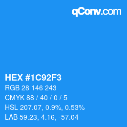 Color code: HEX #1C92F3 | qconv.com