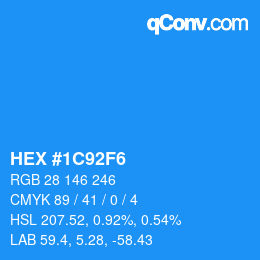 カラーコード: HEX #1C92F6 | qconv.com