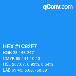 Farbcode: HEX #1C92F7 | qconv.com