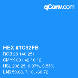 Color code: HEX #1C92FB | qconv.com
