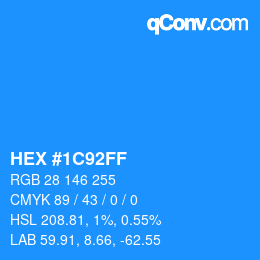 Color code: HEX #1C92FF | qconv.com