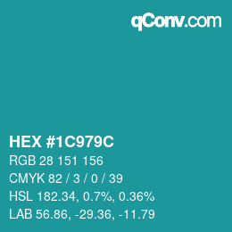 Color code: HEX #1C979C | qconv.com