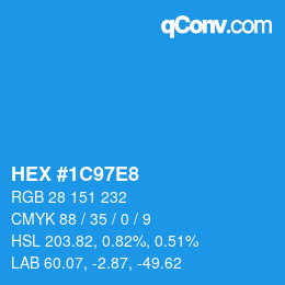 Color code: HEX #1C97E8 | qconv.com