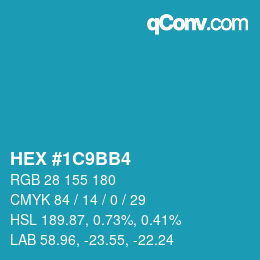 カラーコード: HEX #1C9BB4 | qconv.com