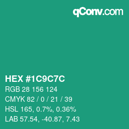 Color code: HEX #1C9C7C | qconv.com