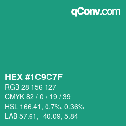 Color code: HEX #1C9C7F | qconv.com