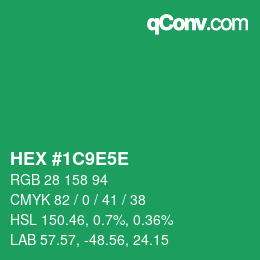 カラーコード: HEX #1C9E5E | qconv.com