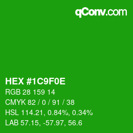 Color code: HEX #1C9F0E | qconv.com