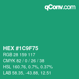 カラーコード: HEX #1C9F75 | qconv.com