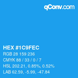 カラーコード: HEX #1C9FEC | qconv.com