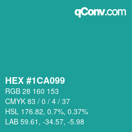 Color code: HEX #1CA099 | qconv.com
