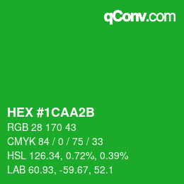 Color code: HEX #1CAA2B | qconv.com