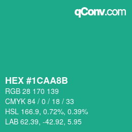 Color code: HEX #1CAA8B | qconv.com