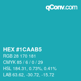 Color code: HEX #1CAAB5 | qconv.com