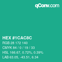 Color code: HEX #1CAC8C | qconv.com