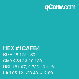 カラーコード: HEX #1CAFB4 | qconv.com