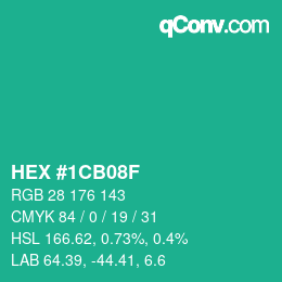 Código de color: HEX #1CB08F | qconv.com