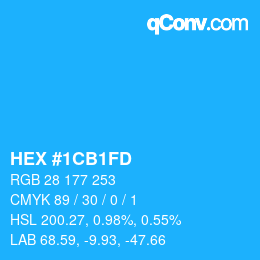 颜色代码: HEX #1CB1FD | qconv.com