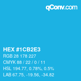 颜色代码: HEX #1CB2E3 | qconv.com