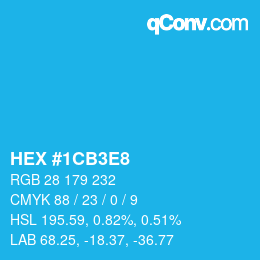カラーコード: HEX #1CB3E8 | qconv.com