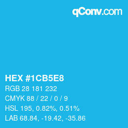 カラーコード: HEX #1CB5E8 | qconv.com