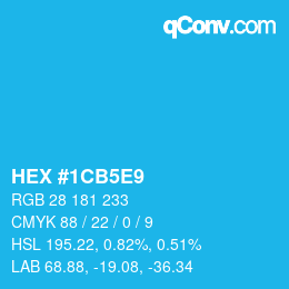カラーコード: HEX #1CB5E9 | qconv.com