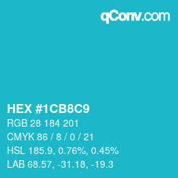 Color code: HEX #1CB8C9 | qconv.com