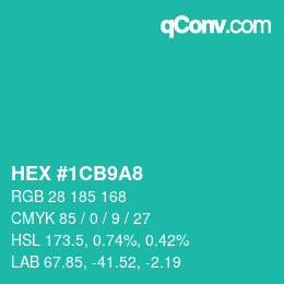 Color code: HEX #1CB9A8 | qconv.com
