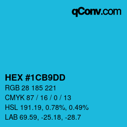 カラーコード: HEX #1CB9DD | qconv.com