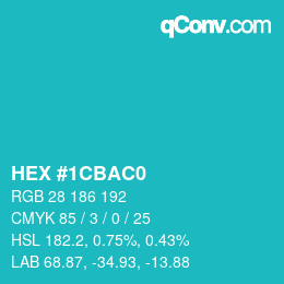 颜色代码: HEX #1CBAC0 | qconv.com