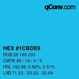 颜色代码: HEX #1CBDE9 | qconv.com