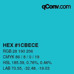 Código de color: HEX #1CBECE | qconv.com