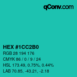 Color code: HEX #1CC2B0 | qconv.com