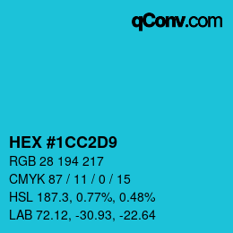カラーコード: HEX #1CC2D9 | qconv.com