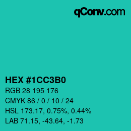 Color code: HEX #1CC3B0 | qconv.com