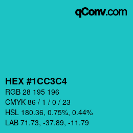 Color code: HEX #1CC3C4 | qconv.com