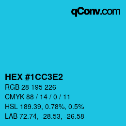 カラーコード: HEX #1CC3E2 | qconv.com