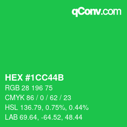 カラーコード: HEX #1CC44B | qconv.com