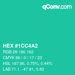 カラーコード: HEX #1CC4A2 | qconv.com