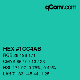 Color code: HEX #1CC4AB | qconv.com