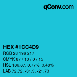 カラーコード: HEX #1CC4D9 | qconv.com