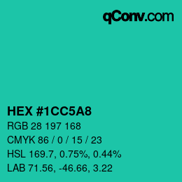 カラーコード: HEX #1CC5A8 | qconv.com