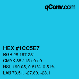 Farbcode: HEX #1CC5E7 | qconv.com
