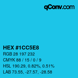 カラーコード: HEX #1CC5E8 | qconv.com