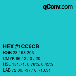 Color code: HEX #1CC6CB | qconv.com