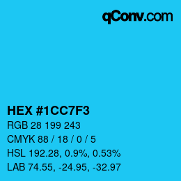 カラーコード: HEX #1CC7F3 | qconv.com