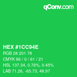 Color code: HEX #1CC94E | qconv.com