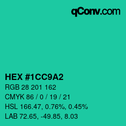 Color code: HEX #1CC9A2 | qconv.com
