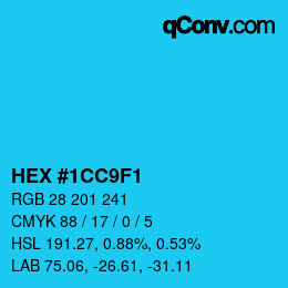Color code: HEX #1CC9F1 | qconv.com